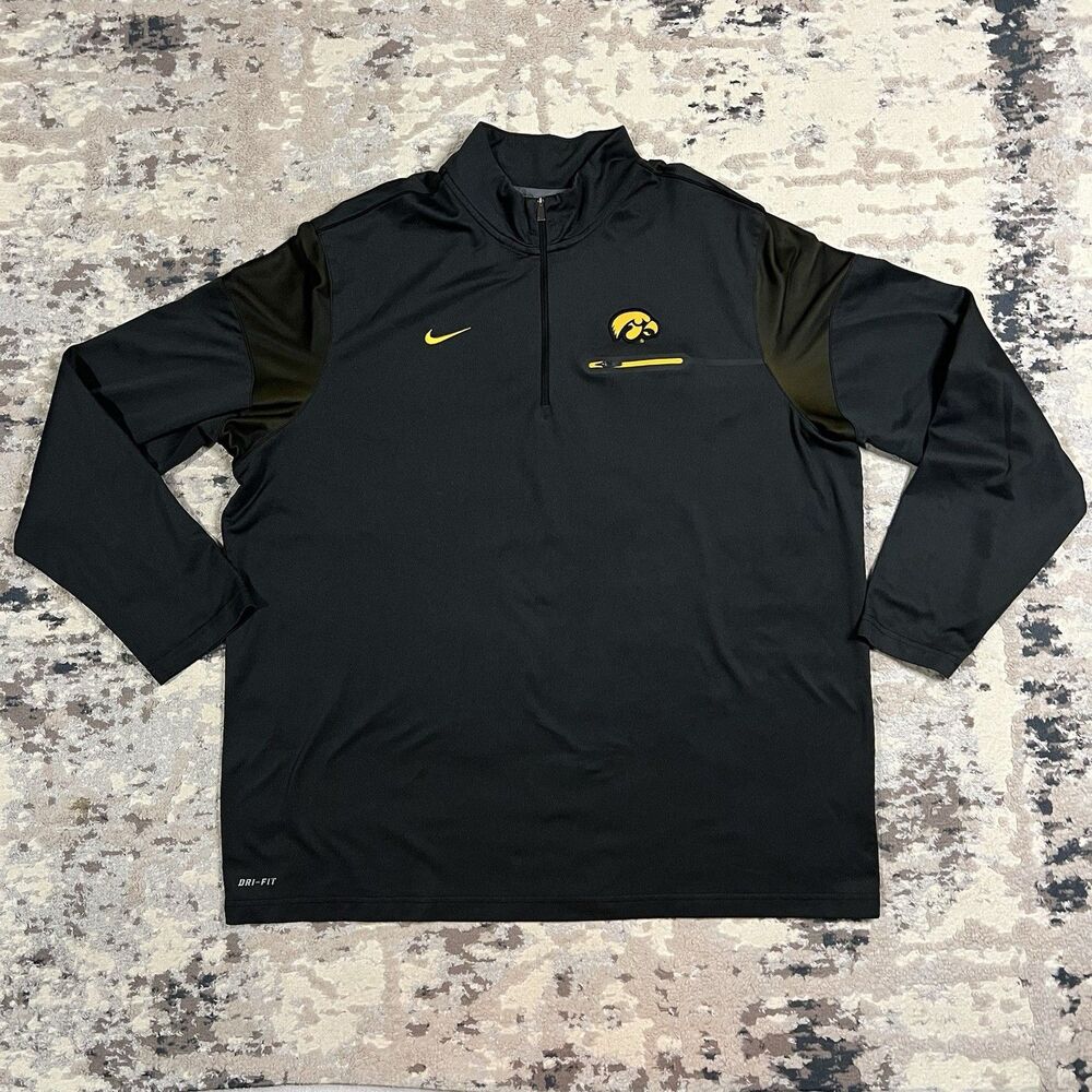 Nike Iowa Hawkeyes 1/4 Zip Pullover Mens 3XL Gray Dri-FIT NCAA Team Training Top